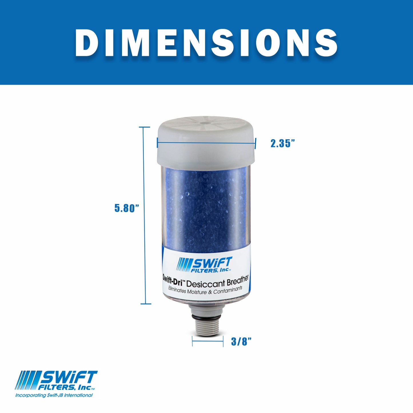 Desiccant Breather with Check Valve SFD-010-CV Moisture Retention: 2.0 fl. oz.