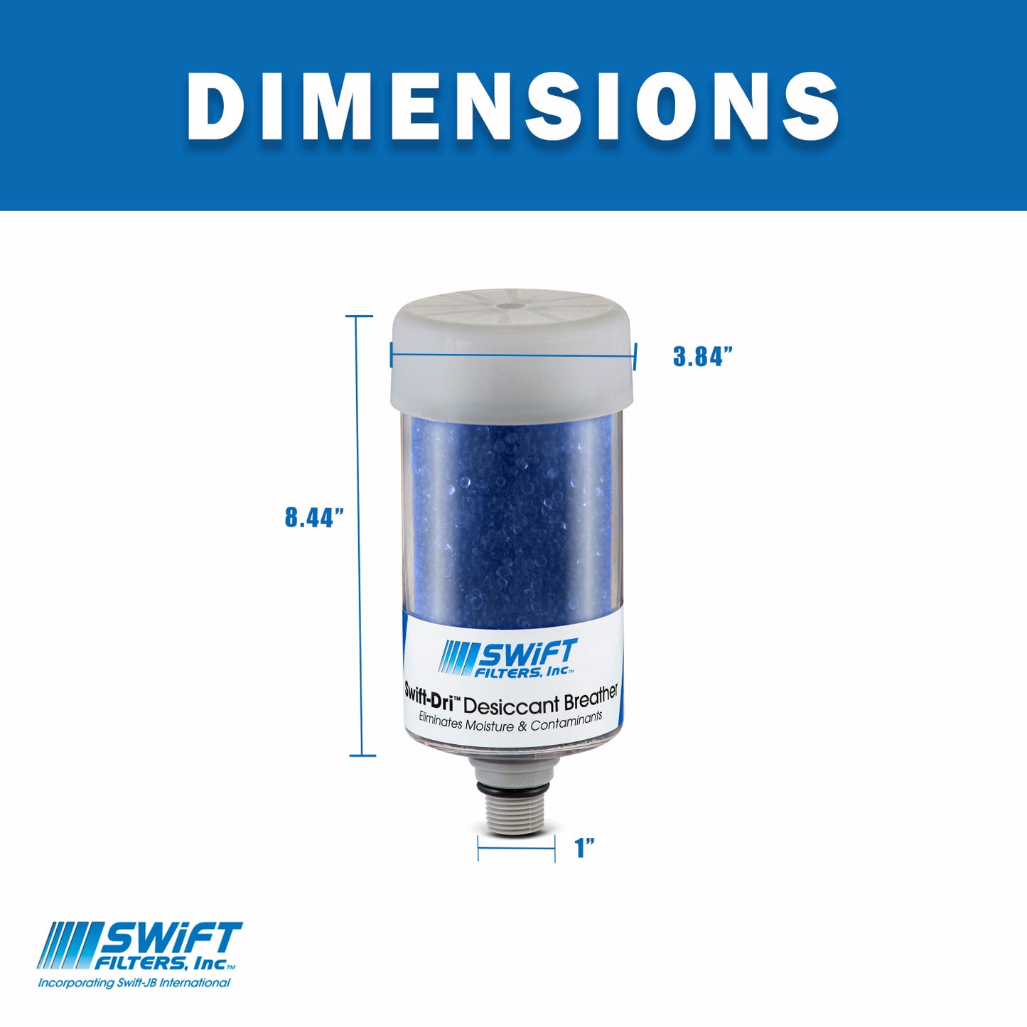 Desiccant Breather with Check Valve SFD-030-CV Moisture Retention: 8.9 fl. oz.