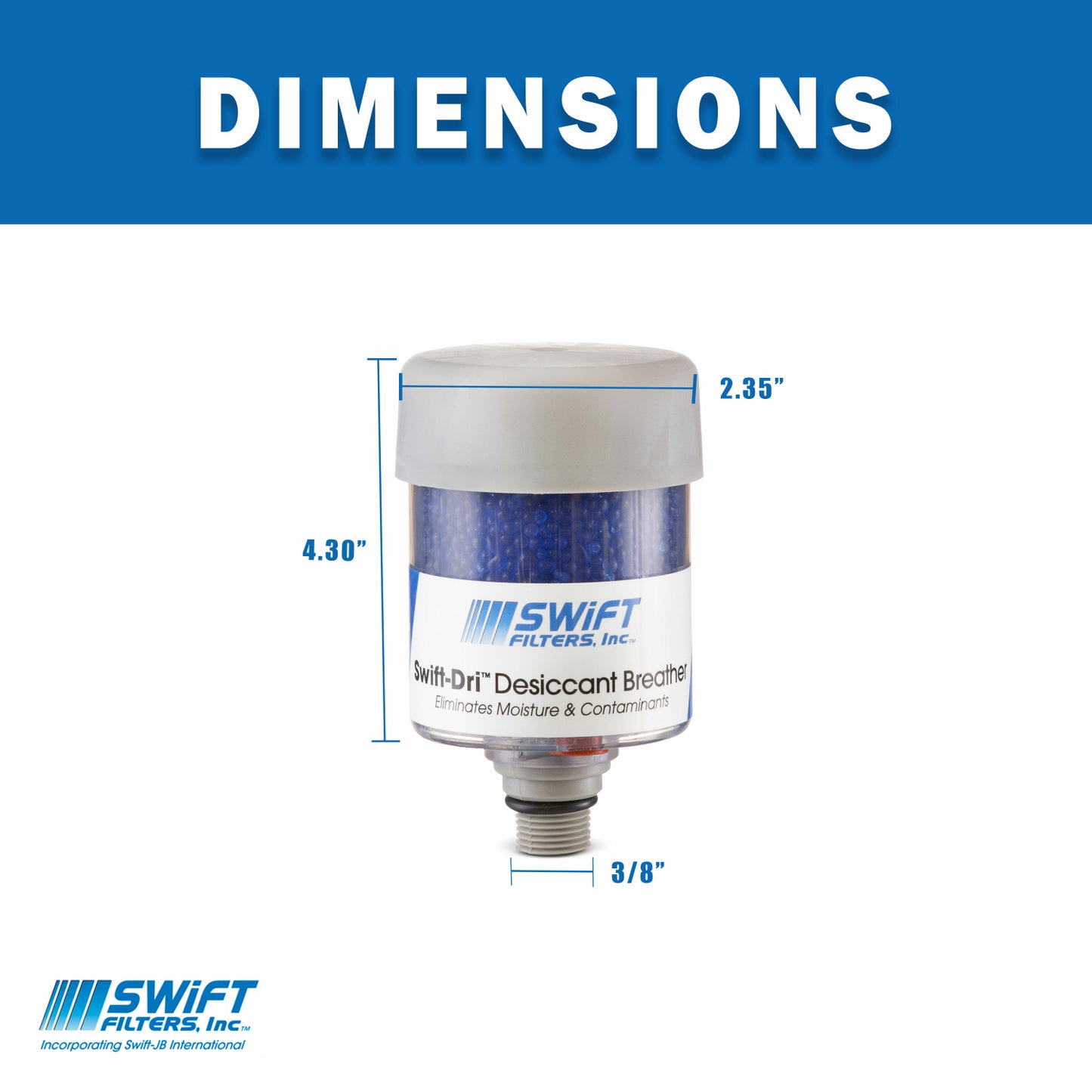 Desiccant Breather with Check Valve SFD-005-CV Moisture Retention: 1 fl. oz.