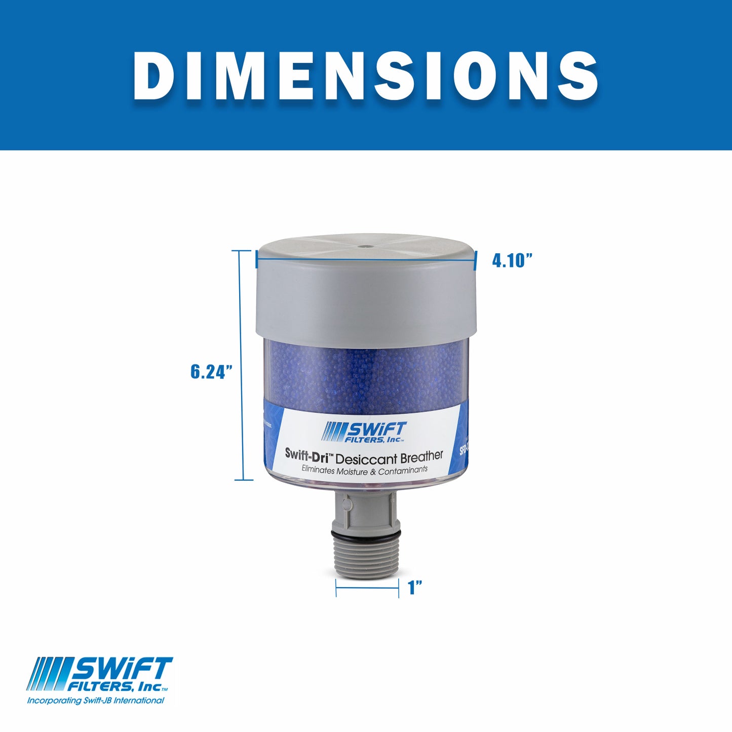 Desiccant Breather with Check Valve SFD-020-CV Moisture Retention: 4.8 fl. oz.