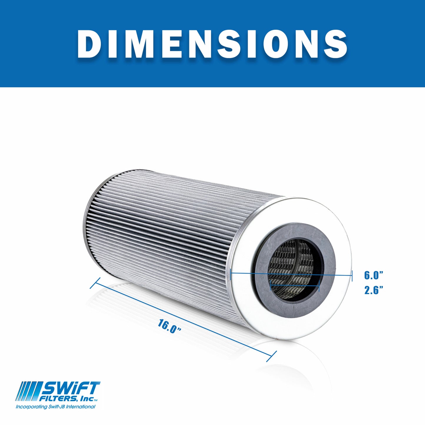 Cartridge Filter Element SF0101-16-3UM 3 Micron Microglass Dimensions